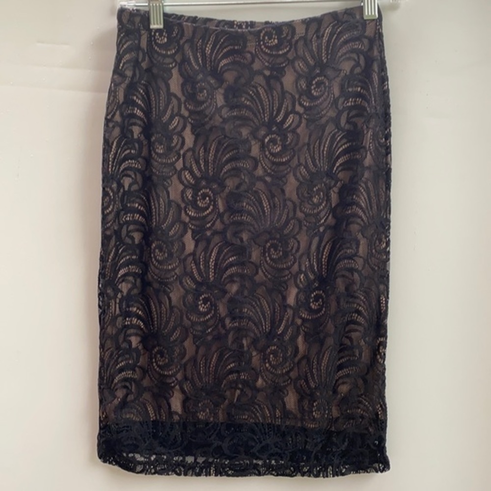 Lani California‎ Black lace skirt nude lining Made in the USA